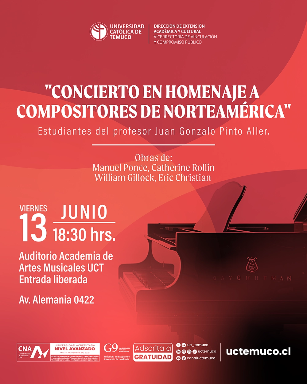 Imagen con fondo rojo y piano de cola difuminado