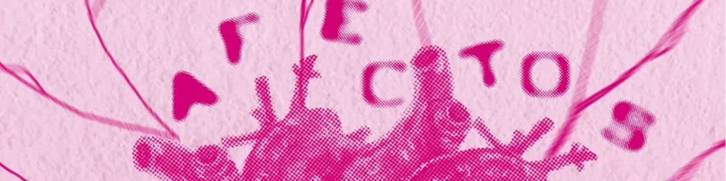 Banner con tonos rosados de la exposición Egresadas 2025